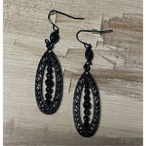 Faux-Crystal Drop Dangle Earrings Black